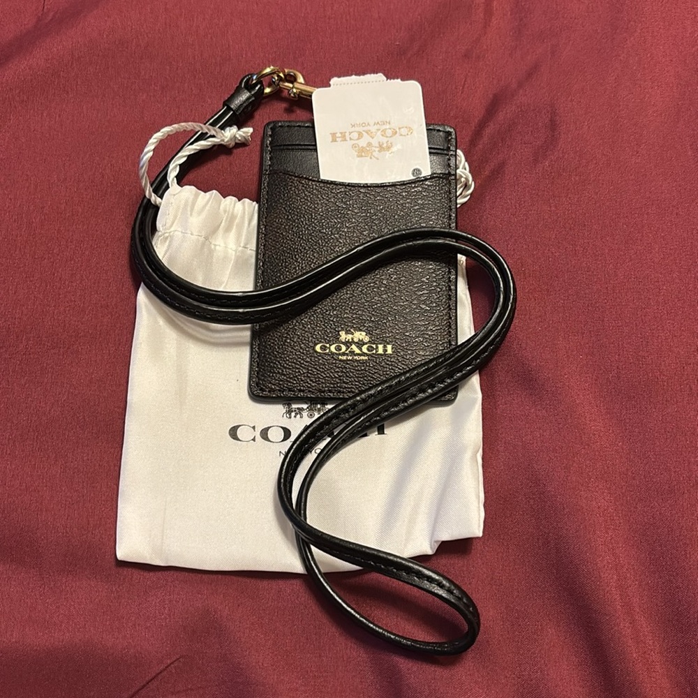 Coach Authentic Signature PVC Lanyard ID Badge Card Holder (Brown/Black) - Picture 9 of 11